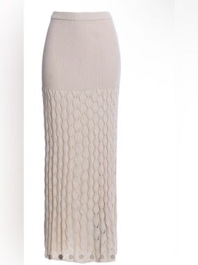 NWT Agua Bendita Beige Cable-Knit Theodora Maxi Skirt